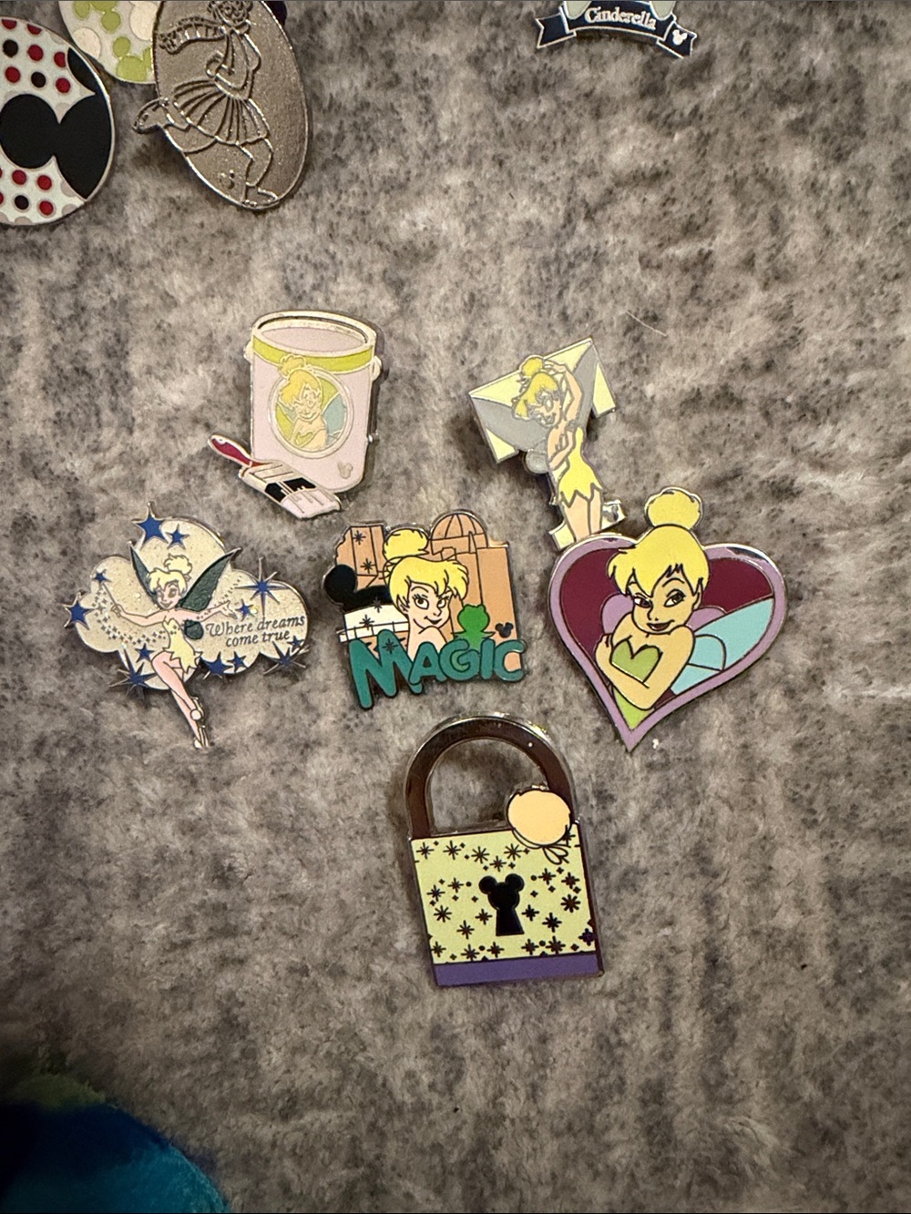 Disney Tinker Bell Enamel Pin Set - Yellow, Green, Purple, Pink